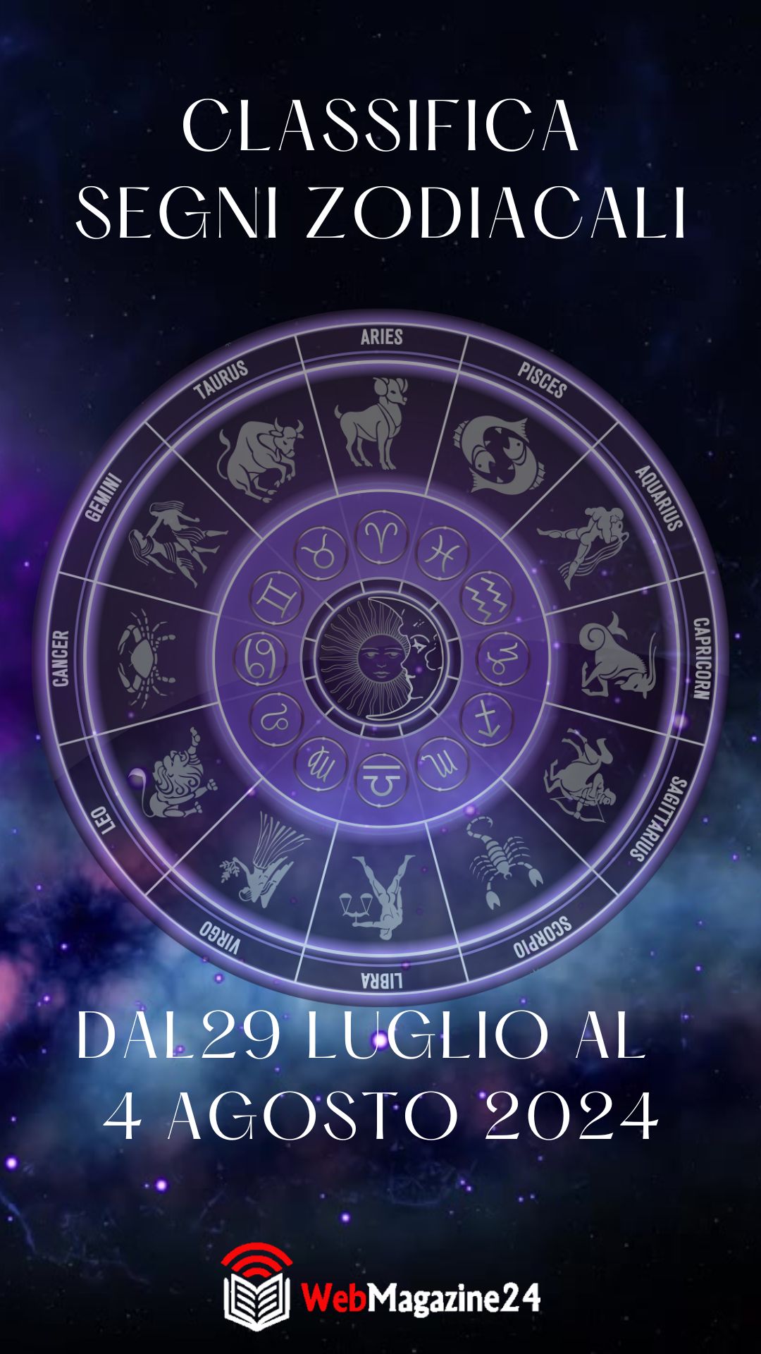Classifica dei Segni Zodiacali dal 29 Luglio al 4 Agosto 2024